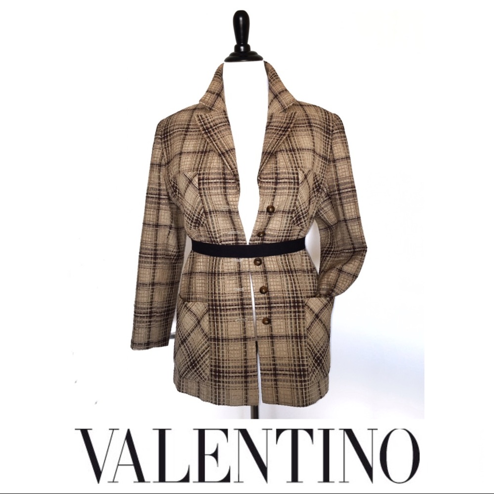 Valentino Brown Plaid Blazer